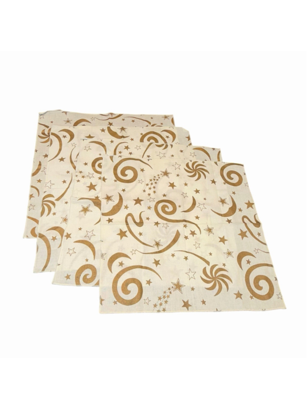 Fabric Industries 1992 Whimsical Celestial Swirls Cotton Napkins Set of 4 EUC
